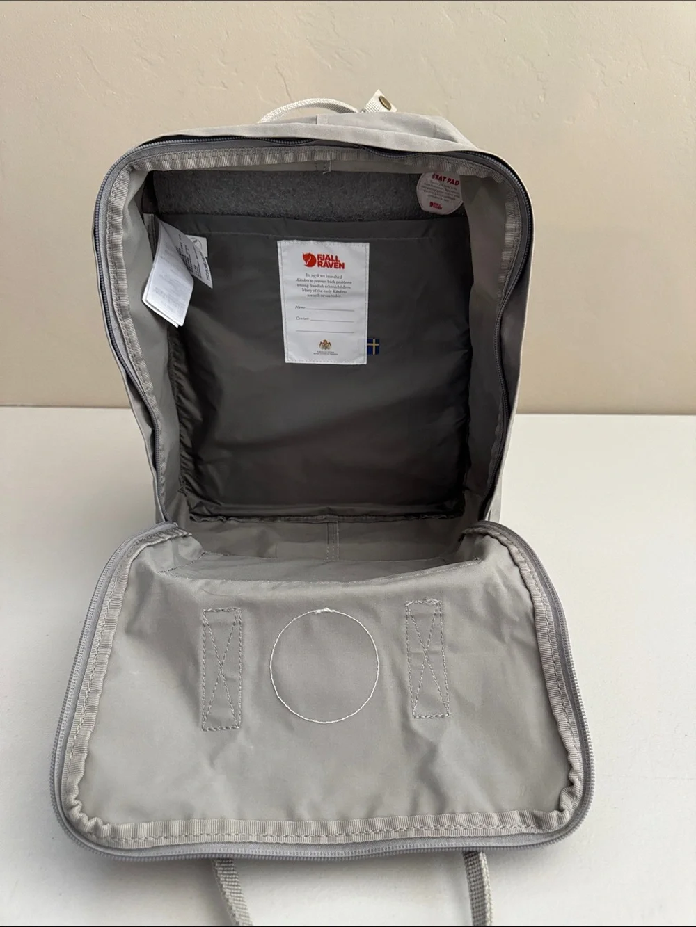 Fjallraven Kånken Backpack - Gray with Red Logo